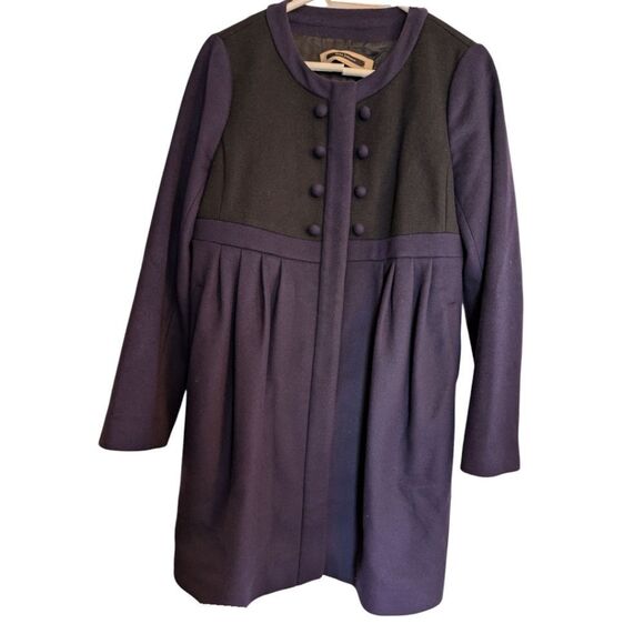 Tara Jarmon Paris eggplant color empire waist collarless feminine coat 44EU/10us - Picture 5 of 13
